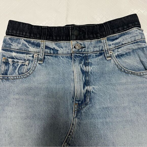 Hudson Jeans Lulu Double Denim Skirt Raw Hem Cotton Coastal Cowgirl Size 27 - Picture 6 of 15